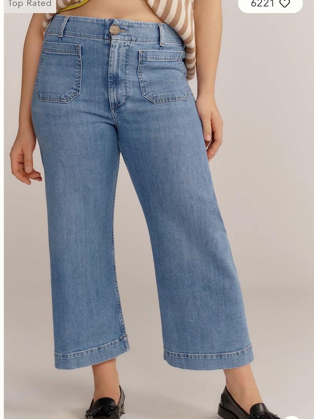 Maeve Anthropologie Jeans 16W Colette Wide Leg Cropped Light Wash Demin